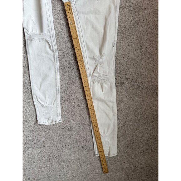 True Religion Jeans Womens Size 25 Skinny White Low Rise 31” Grey Stitching - Picture 5 of 14